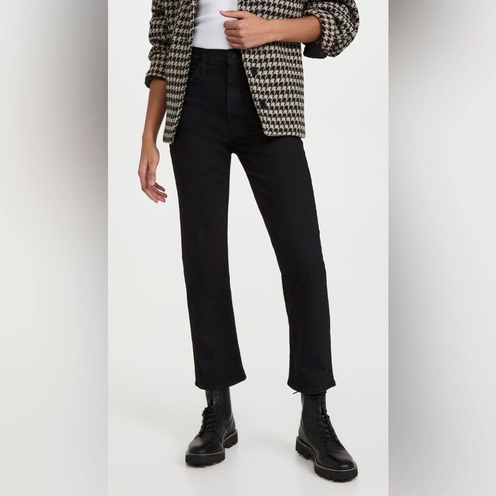 MOTHER High Waisted Rider Ankle Jeans Not Guilty Black Wash 28